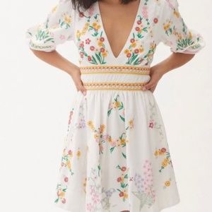 Deep V Floral Mini Dress